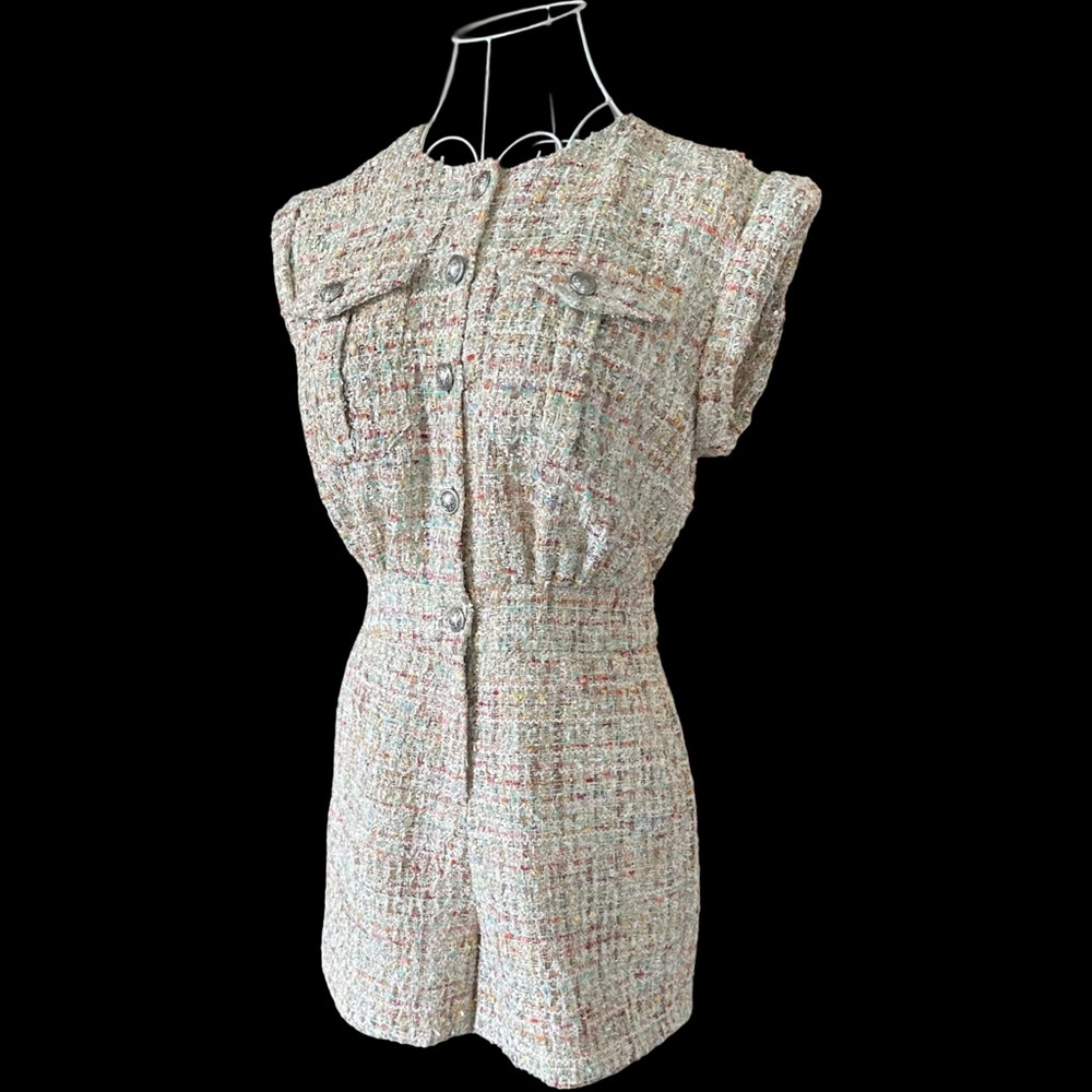 Express Multicolor Tweed Romper - Picture 3 of 7